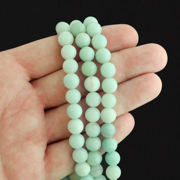 SALE Round Natural Amazonite Beads 8mm - Light Green Tones - 1 Strand 47 Beads - LBD1715