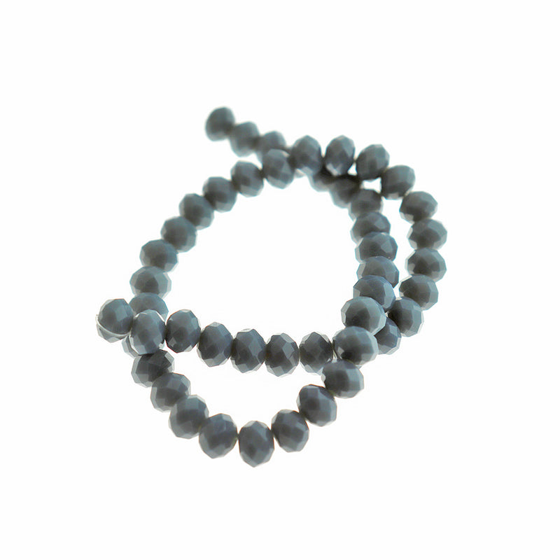 Faceted Glass Beads 8mm x 6mm - Slate Grey - 1 Strand 46 Beads - BD2763