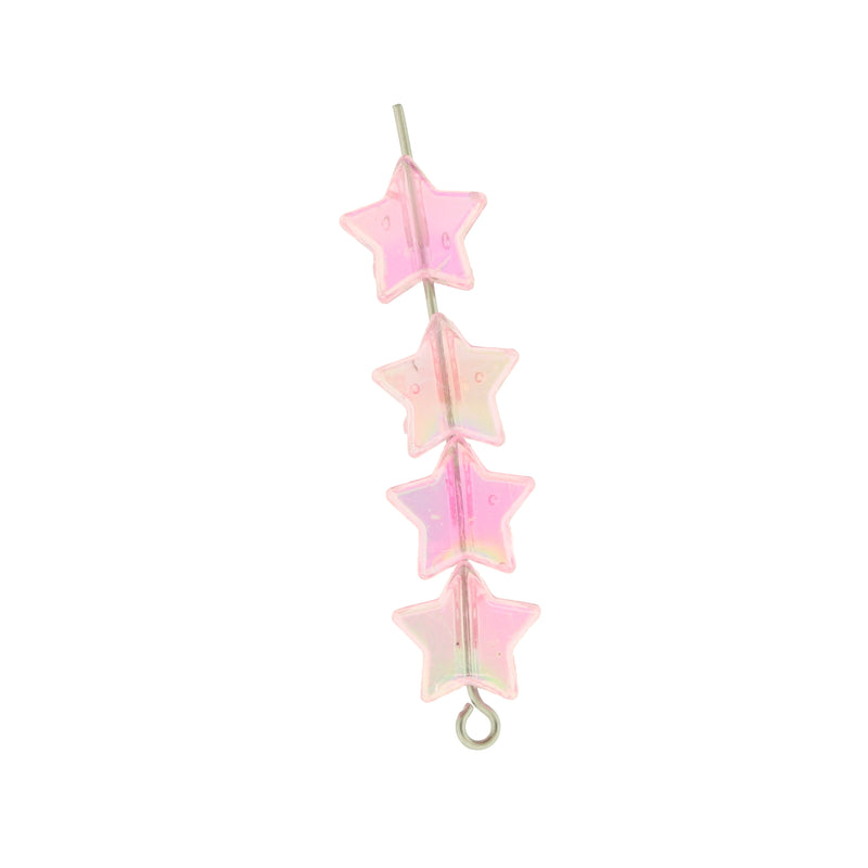 Star Transparent Acrylic Beads 10mm - Pink - 100 Beads - BD023