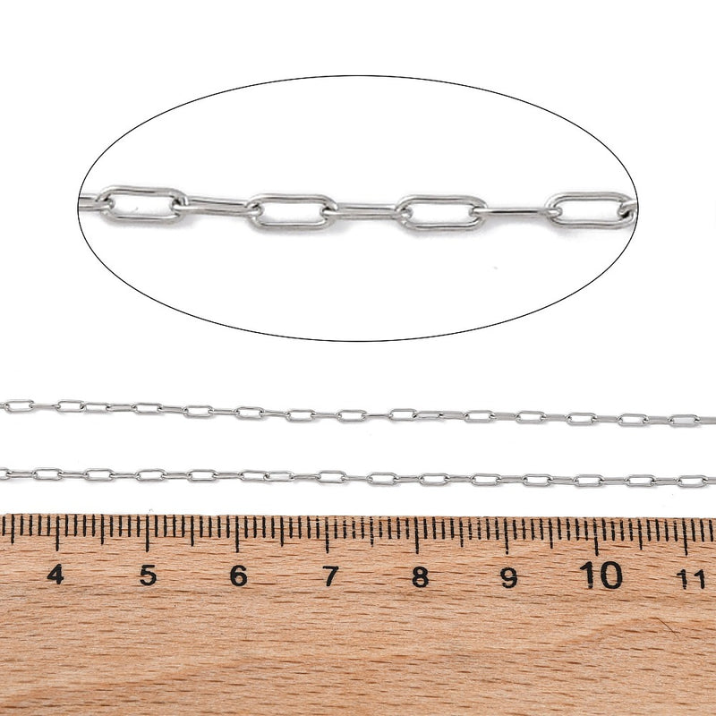 Thin Stainless Steel Paperclip Chain - 10m Roll - Choose Your Thickness!