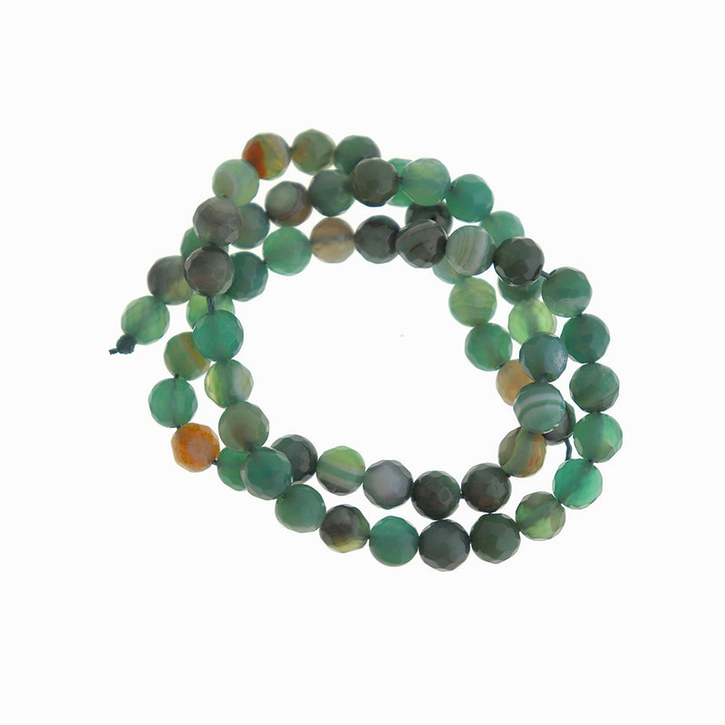 Faceted Natural Agate Beads 6mm - Shades of Green - 1 Strand 61 Beads - BD1781