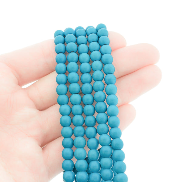 Round Synthetic Turquoise Beads 6mm - Sky Blue - 1 Strand 67 Beads - BD2725