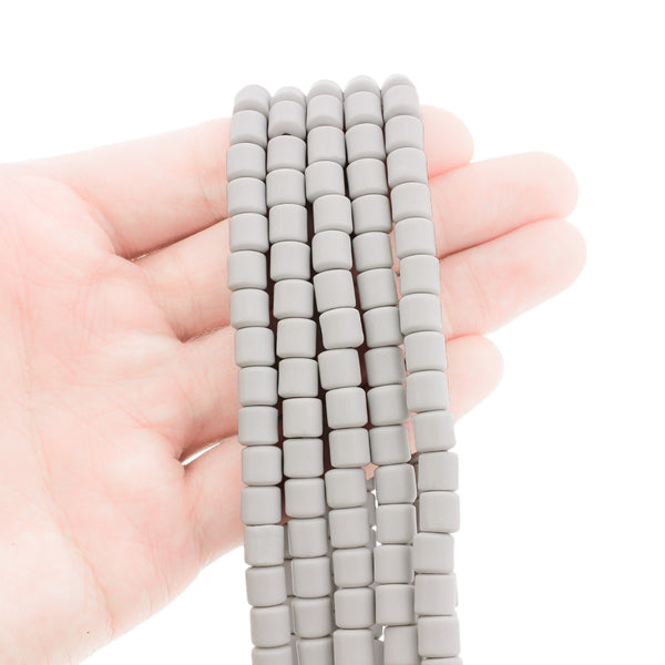 Column Polymer Clay Beads 6mm - Grey - 1 Strand 63 Beads - BD772