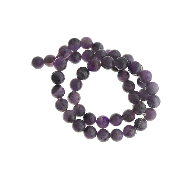 Round Natural Jade Beads 8mm - Lavender Purple - 1 Strand 49 Beads - BD1720