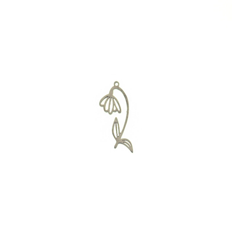 Snowdrop Flower Stainless Steel Charm 2 Sided - SSP052