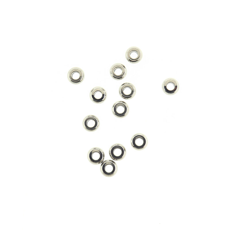 Silver Tone Stainless Steel Beads 4mm - 25 Beads - MT017