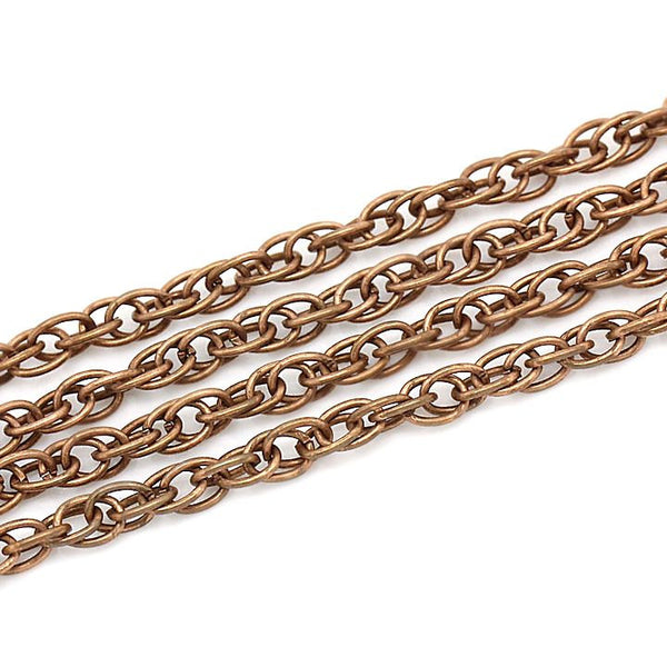 Bulk Antique Copper Tone Double-Link Cable Chain 16ft - 4mm - FD071