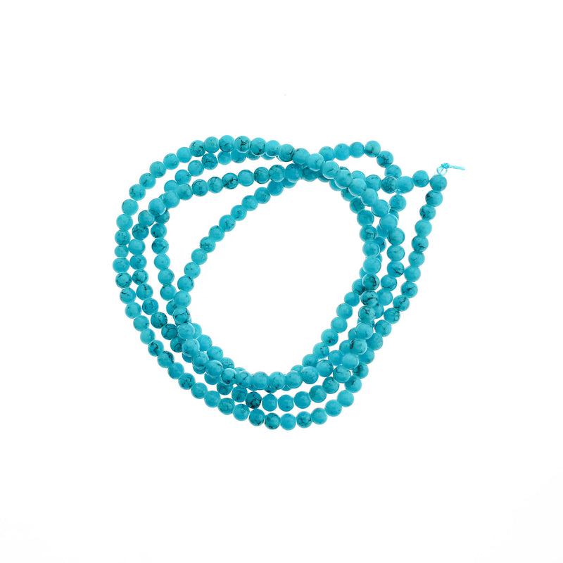 Round Glass Beads 4mm - Sky Blue - 1 Strand 200 Beads - BD2720