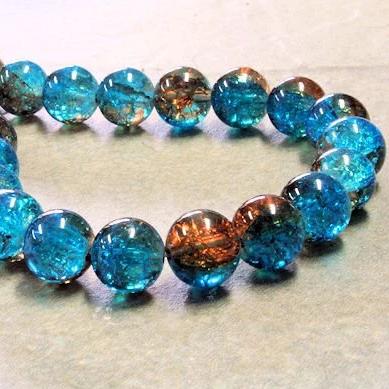 Round Glass Beads - 8mm - Crackle - 1 Strand 105 Beads - Choose Your Color!