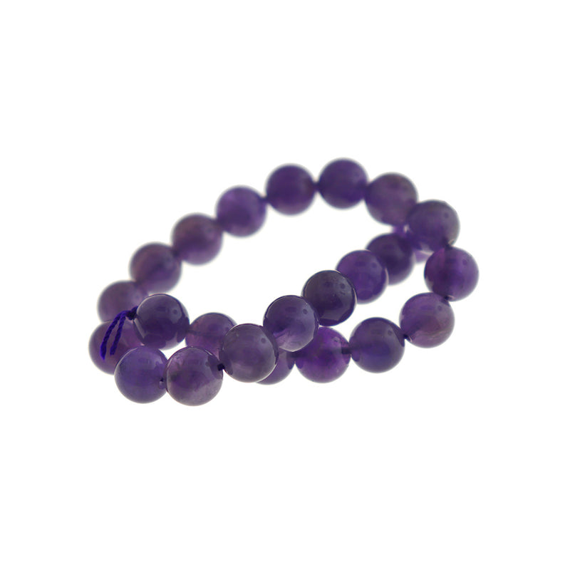 Round Natural Amethyst Beads 8mm - Deep Purple - 1 Strand 22 Beads - BD178