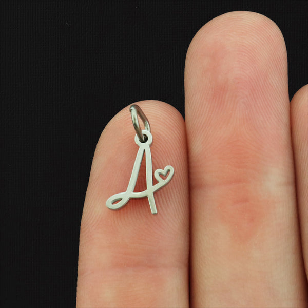 Letter A Silver Tone Stainless Steel Charm - SSP390