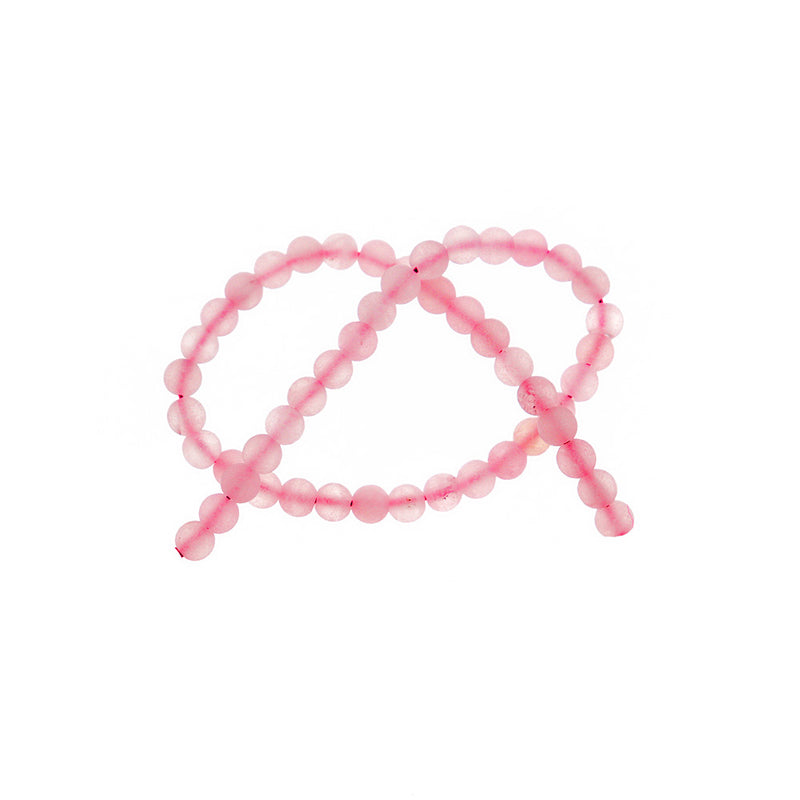 SALE Round Natural Rose Quartz Beads 4mm - Frosted Petal Pink - 1 Strand 47 Beads - LBD2560