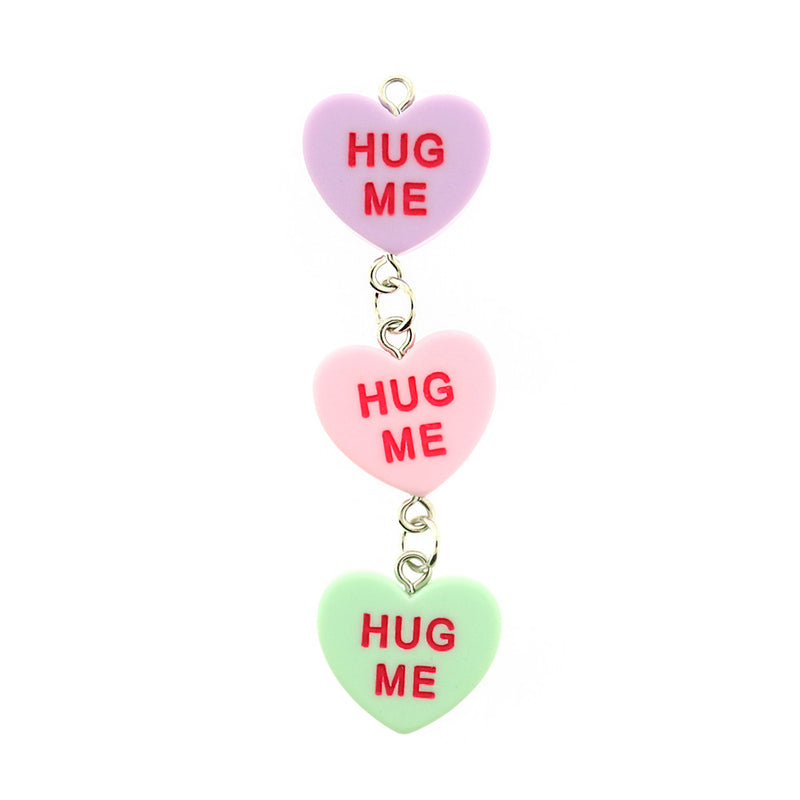 "Hug Me" Candy Hearts Resin Charm - K705