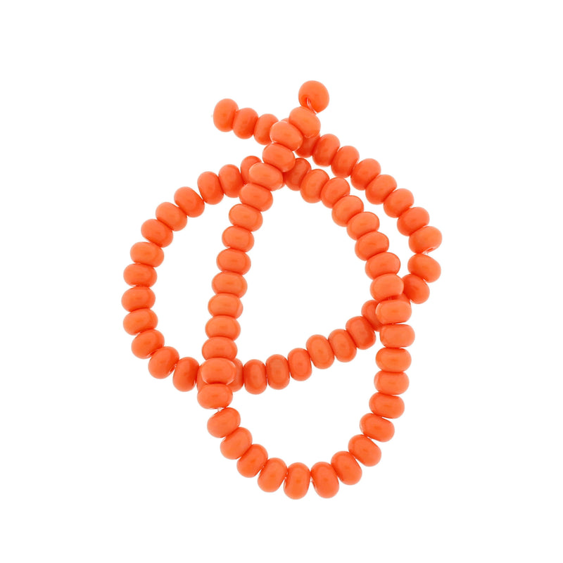 Rondelle Imitation Jade Beads 6mm x 3mm - Bright Orange - 1 Strand 74 Beads - BD2773