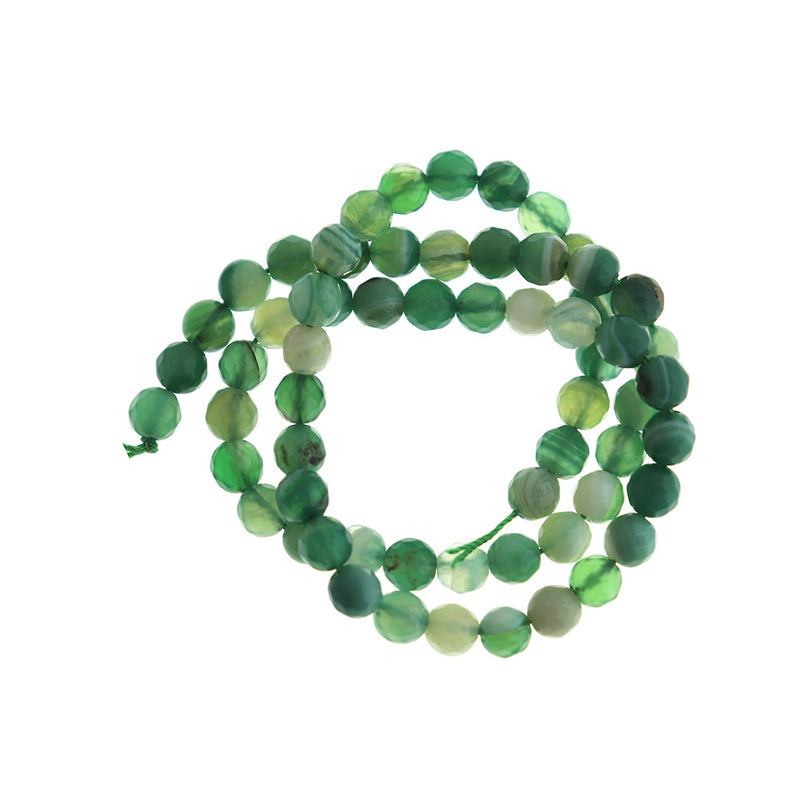 Faceted Natural Agate Beads 6mm - Dyed Green - 1 Strand 62 Beads - BD1779