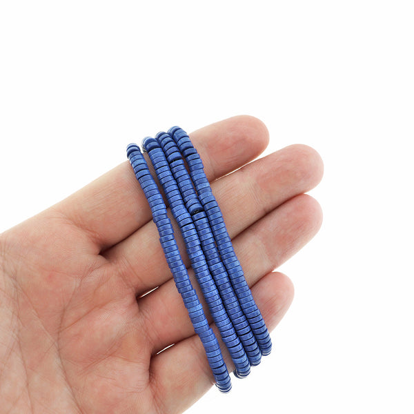 SALE Heishi Natural Agate Beads 4mm x 1mm - Royal Blue - 50 Beads - LBD2376