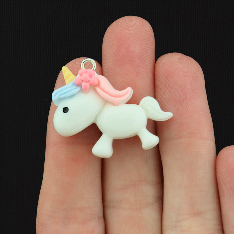 2 Unicorn Resin Charms - K325