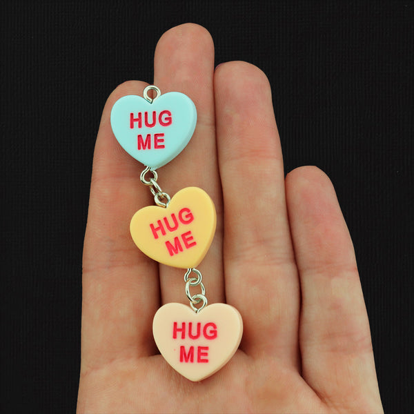 "Hug Me" Candy Hearts Resin Charm - K708