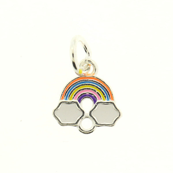 Rainbow Connector Silver Tone Enamel Charms - E383