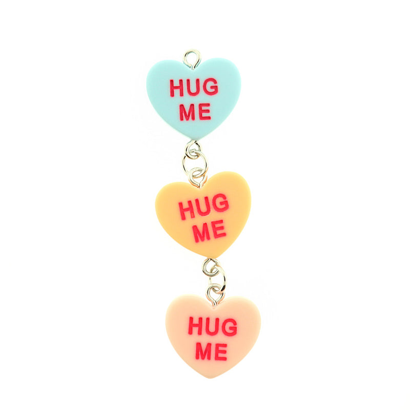 "Hug Me" Candy Hearts Resin Charm - K708