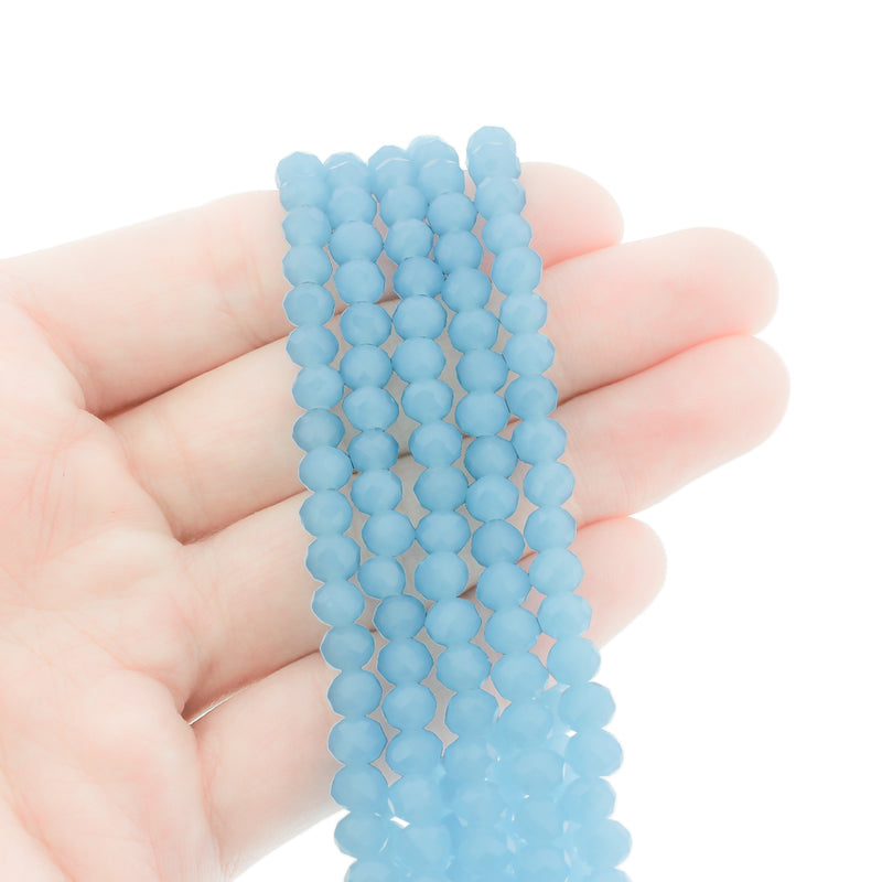 Faceted Glass Beads 6mm - Turquoise - 1 Strand 95 Beads - BD2745