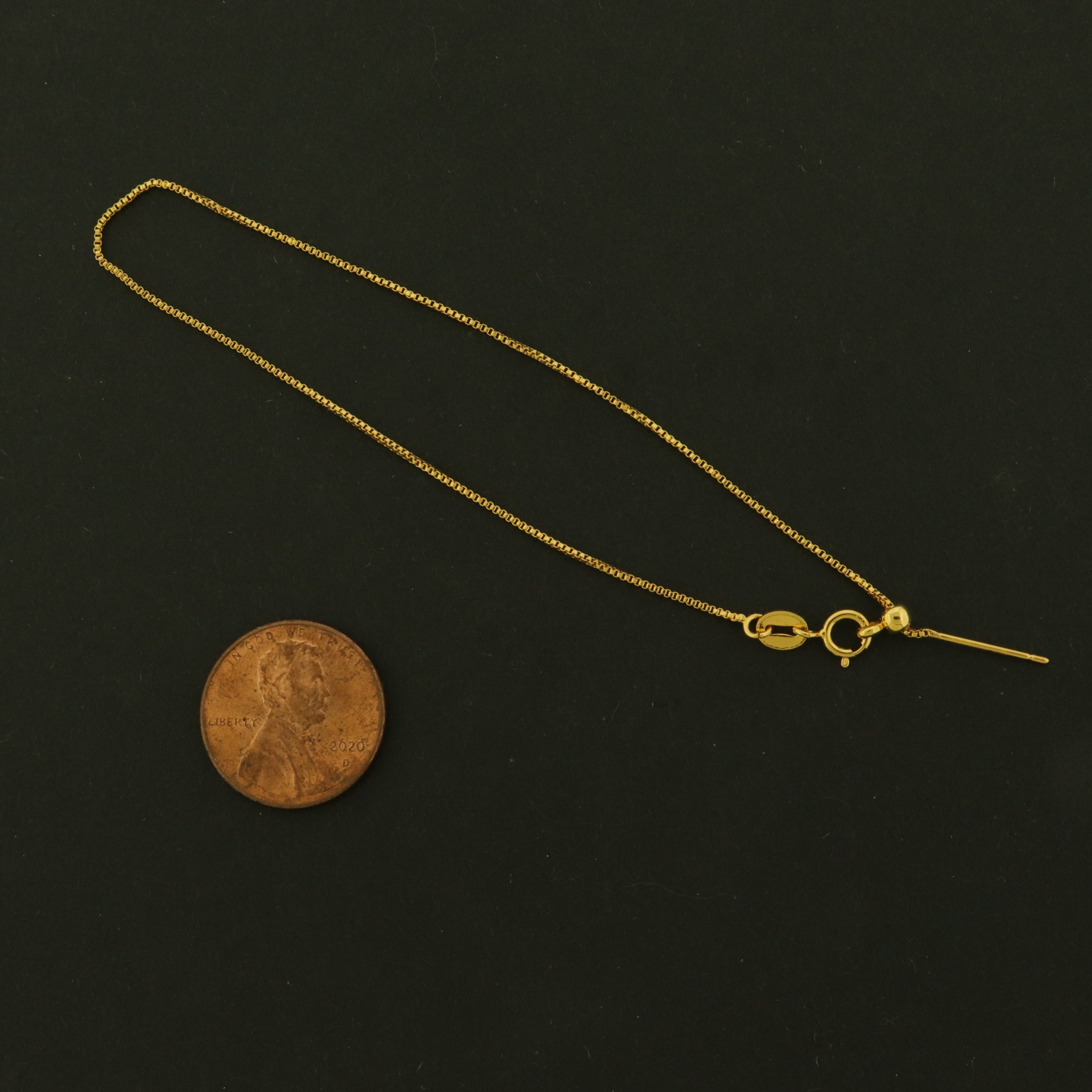 Adjustable 18k Gold Plated Box Chain Bracelet with Silicone Stopper - GLD1161