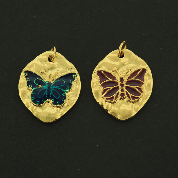 18k Butterfly Charm - Insect Pendant - 18k Gold Plated - Choose Your Color