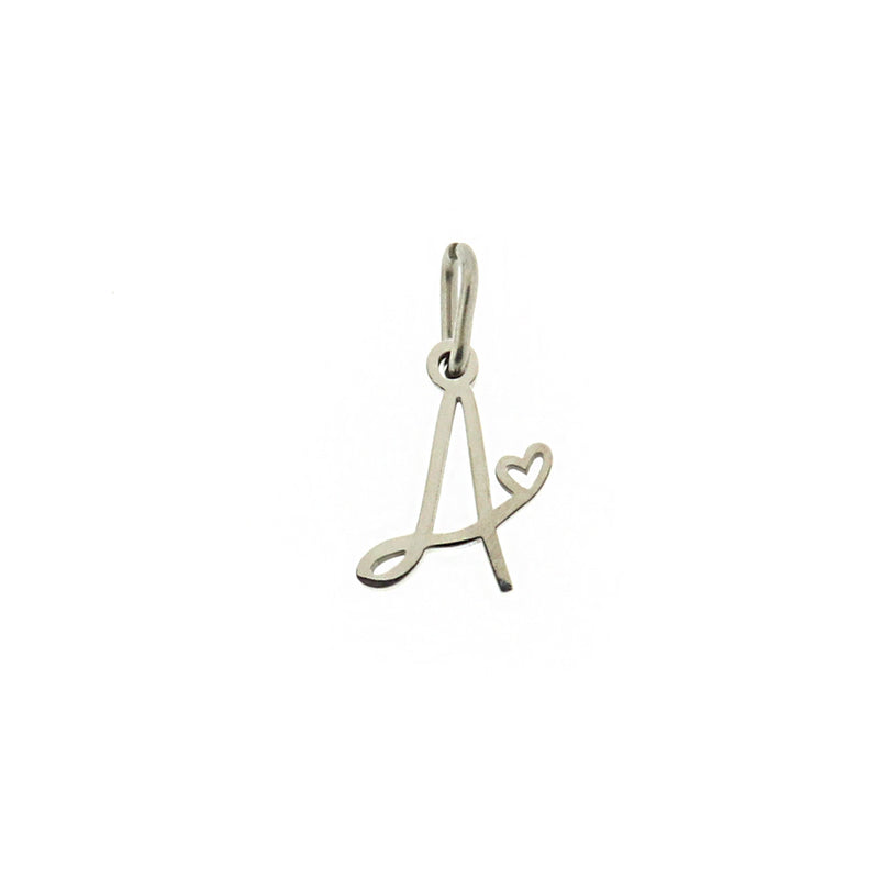 Letter A Silver Tone Stainless Steel Charm - SSP390