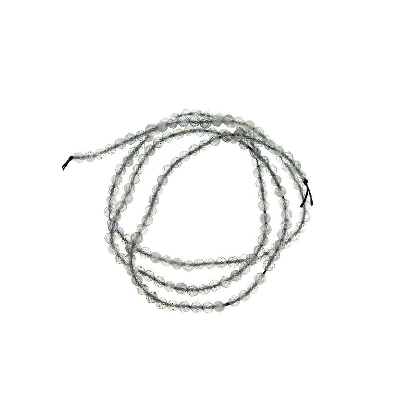 SALE Round Natural Rutilated Quartz Beads 2mm - Black and Clear - 1 Strand 160 Beads - LBD2426