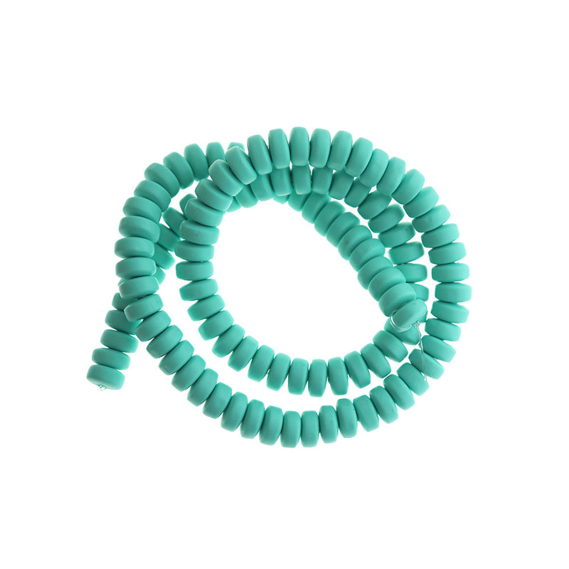 Abacus Polymer Clay Beads 4mm x 7mm - Teal - 1 Strand 110 Beads - BD959