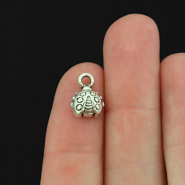 12 Ladybug Antique Silver Tone Charms - SC998