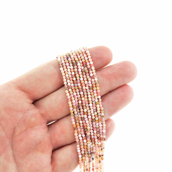 Faceted Natural Opalite Beads 2mm - Pink Tones - 1 Strand 199 Beads - BD2424
