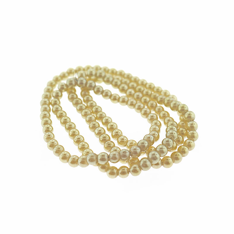SALE Round Glass Beads 6mm - Electroplated Yellow - 1 Strand 136 Beads - LBD499