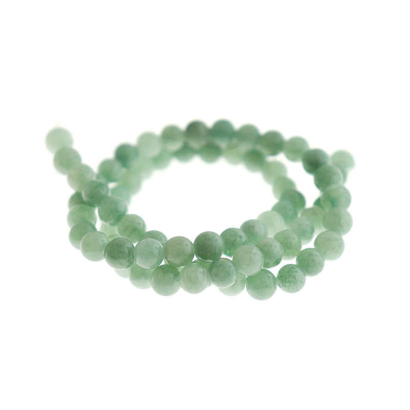 Round Natural Jade Beads 6mm - Light Green - 1 Strand 62 Beads - BD1697