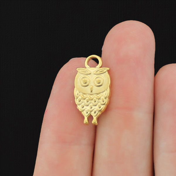Owl Gold Tone Stainless Steel Charm - SSP051