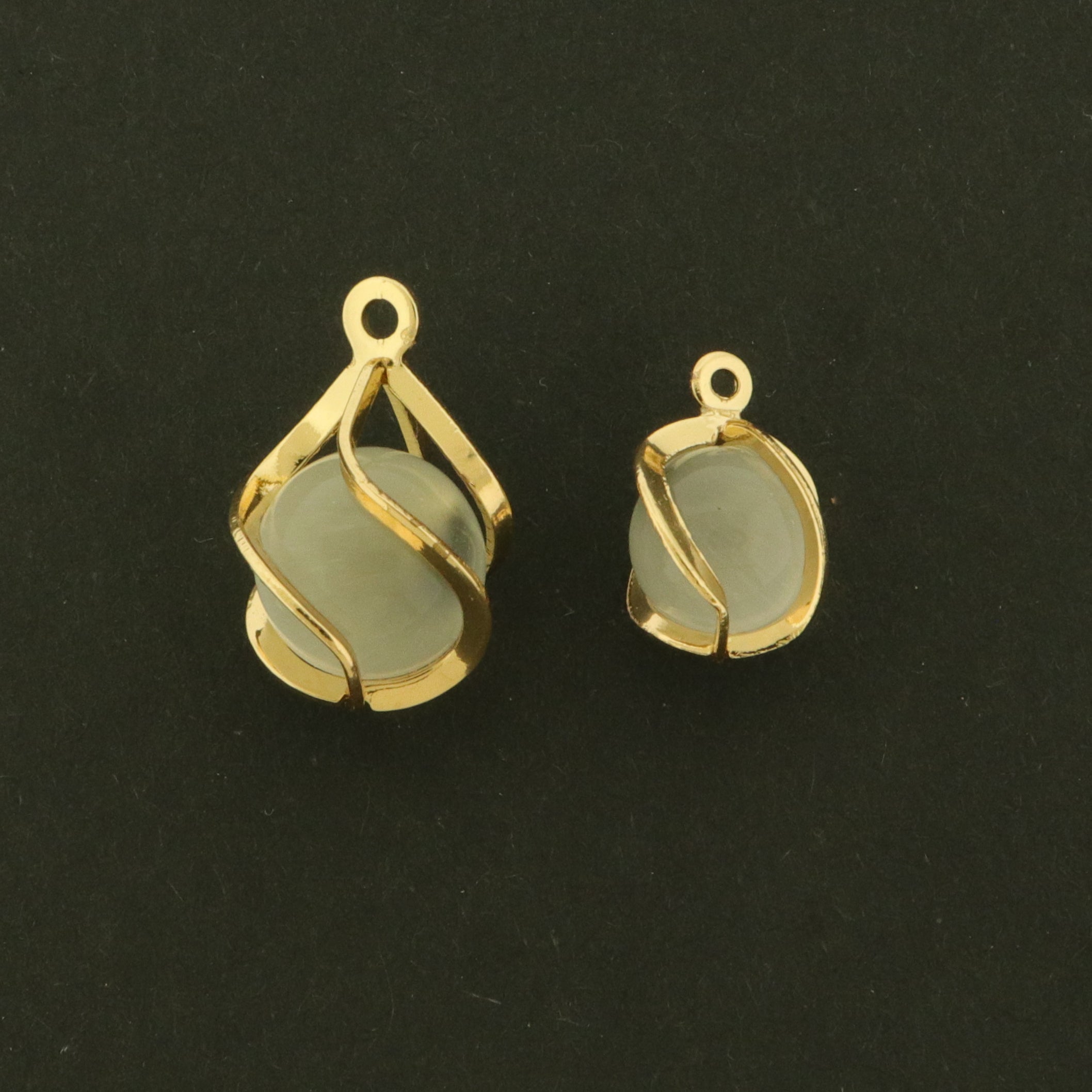 4 Cat's Eye Gemstone Pendants - 14k Gold Plated - Choose Your Size!