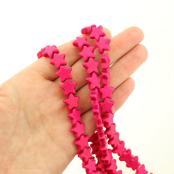 Star Synthetic Turquoise Beads 12mm x 5mm - Hot Pink - 1 Strand 42 Beads - BD087
