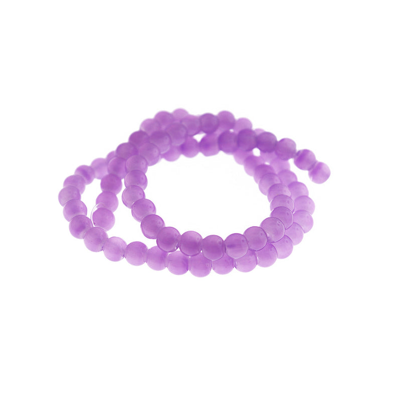Round Imitation Jade Beads 6mm - Orchid Purple - 1 Strand 67 Beads - BD2793