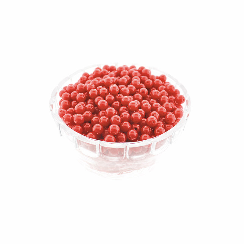 SALE Round Acrylic Beads 8mm - Ruby Red - 50 Beads - LBD2147