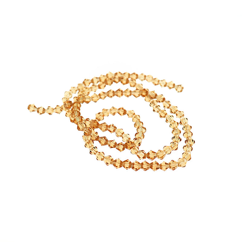 SALE Faceted Bicone Glass Beads 4mm x 4.5mm - Polished Gold - 1 Strand 115 Beads - LBD2269