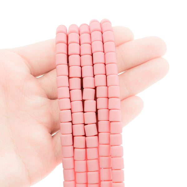 Column Polymer Clay Beads 6mm - Pink - 1 Strand 63 Beads - BD866