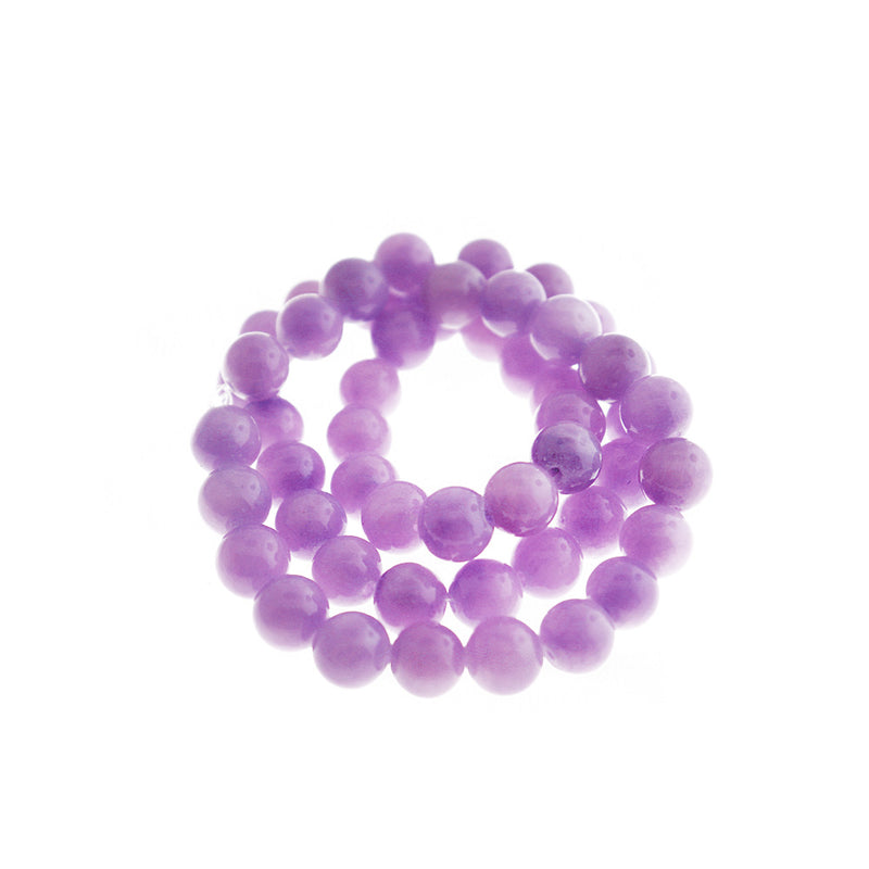 Round Natural Jade Beads 8mm - Purple - 1 Strand 50 Beads - BD2798