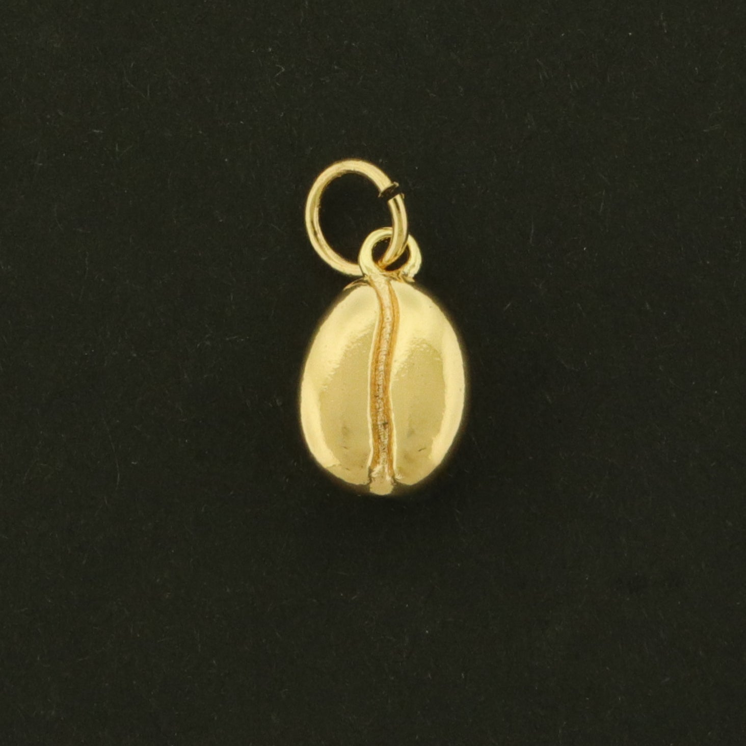 14k Coffee Bean Charm - 3D Food Pendant - 14k Gold Plated - GLD1286