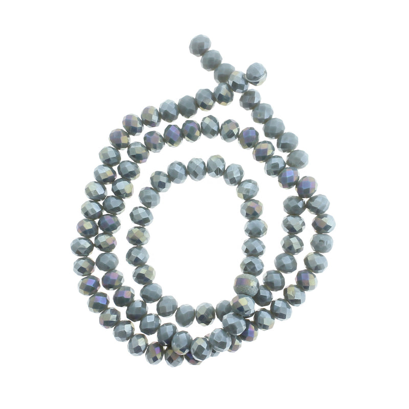 Faceted Glass Beads 6mm - Charcoal Grey - 1 Strand 100 Beads - BD2676