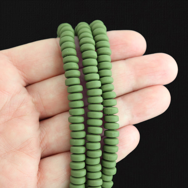 Abacus Polymer Clay Beads 4mm x 7mm - Army Green - 1 Strand 110 Beads - BD912