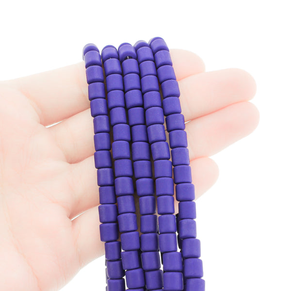 Column Polymer Clay Beads 6mm - Dark Blue - 1 Strand 63 Beads - BD800