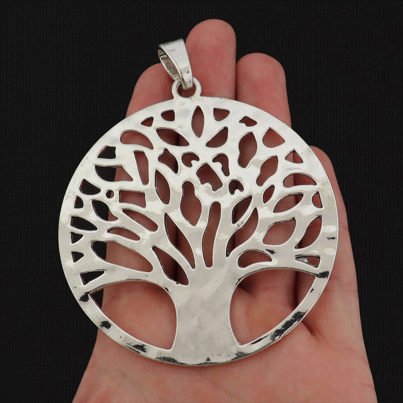 Tree of Life Antique Silver Tone Charm 2 Sided - SC677