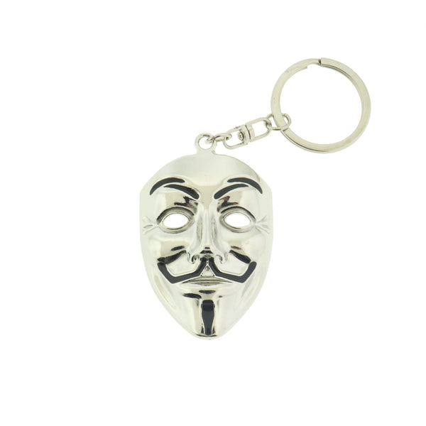 Silver Tone Zinc Alloy Keychain with Mask Charm - 1 Keychain - Z029