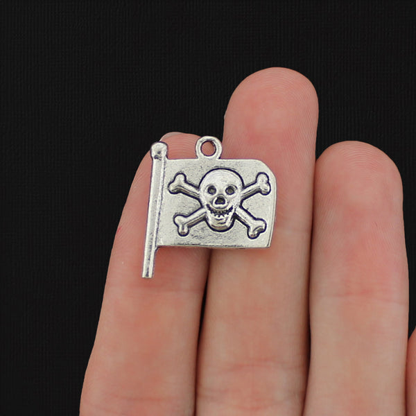 10 Pirate Flag Antique Silver Tone Charms - SC052