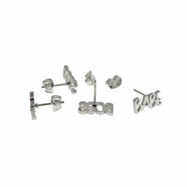 Stainless Steel Earrings - "Boss Babe" Studs - 12mm - 2 Pieces 1 Pair - ER928